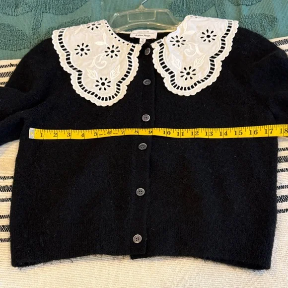 & Other Stories Alpaca Embroidered Statement Collar Knit Cardigan Med - Picture 8 of 11